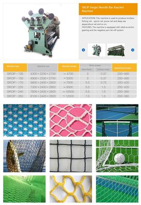 Double Needle Bed Warp Knitting Machine with 1 Year Warranty 7000 KG Weight and 8200*1700*2400 Dimension for Safety Net Production