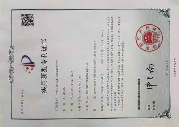 КИТАЙ Changzhou Chenye Warp Knitting Machinery Co., Ltd. Leave Messages Сертификаты